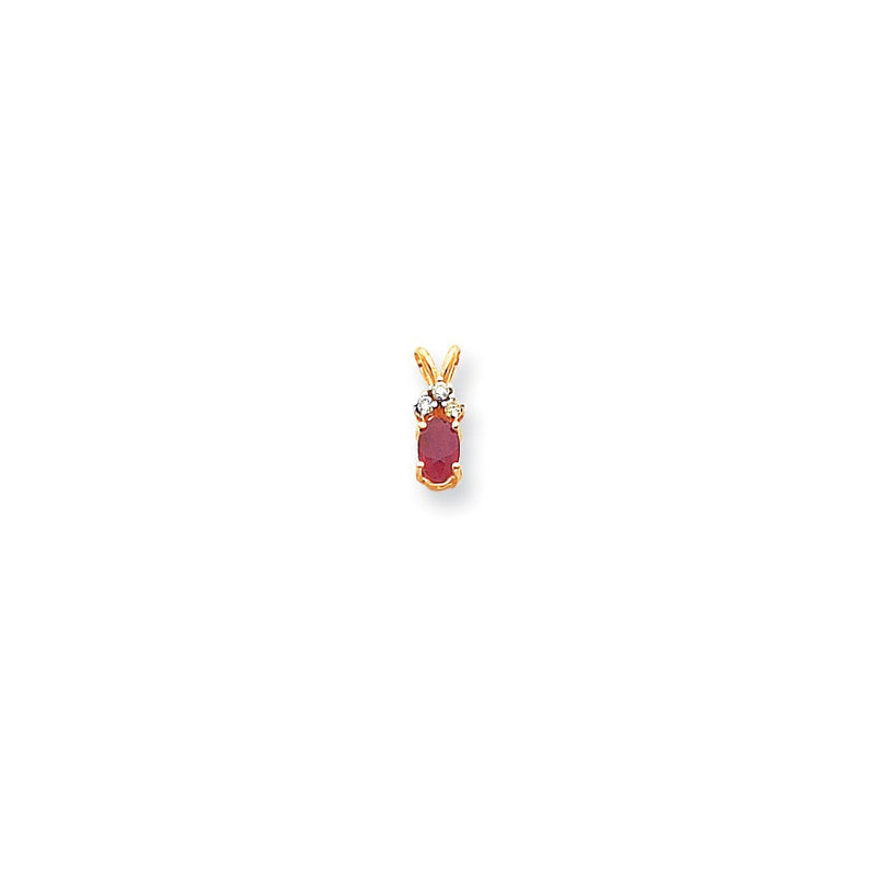 14K Yellow Gold 6x4mm Oval Ruby AA Real Diamond pendant