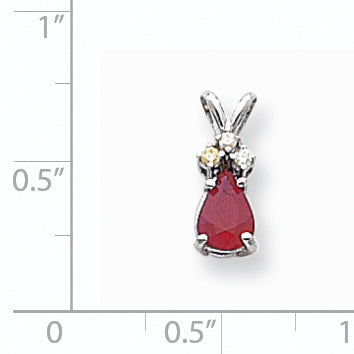 14k White Gold 7x5mm Pear Ruby AAA Real Diamond pendant