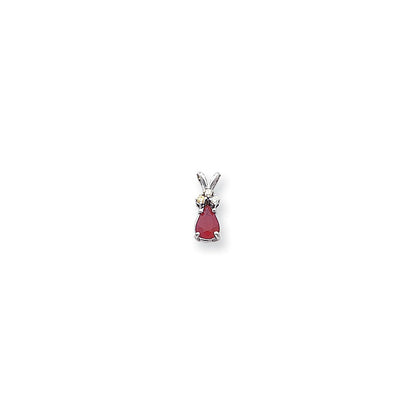 14k White Gold 7x5mm Pear Ruby VS Real Diamond pendant