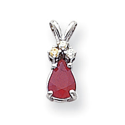 14k White Gold 7x5mm Pear Ruby A Real Diamond pendant