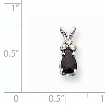 14k White Gold 7x5mm Pear Sapphire A Real Diamond pendant