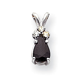 14k White Gold 7x5mm Pear Sapphire A Real Diamond pendant