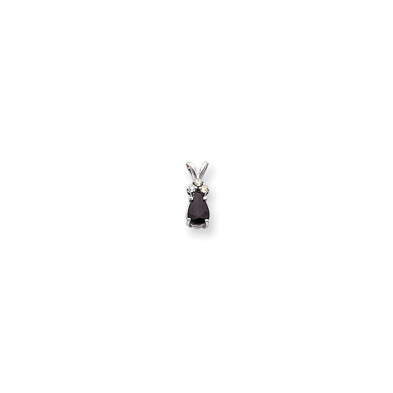 14k White Gold 7x5mm Pear Sapphire AAA Real Diamond pendant