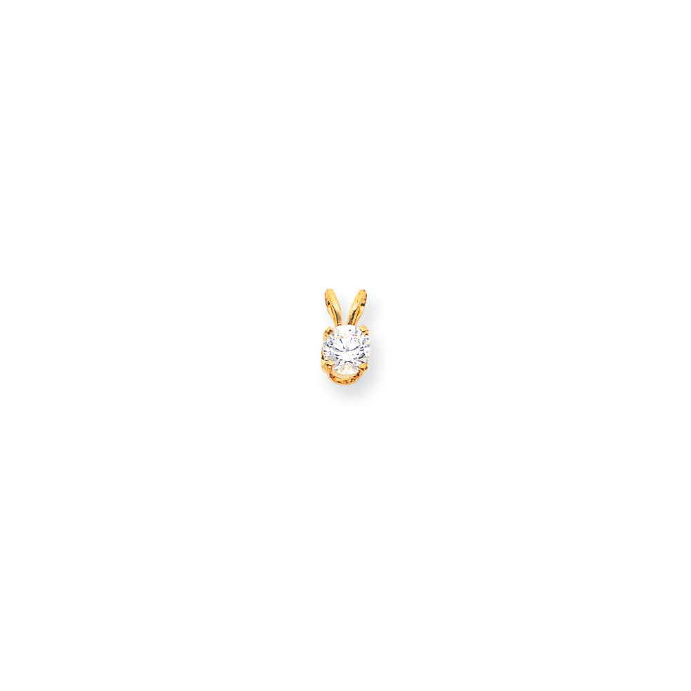 14K Yellow Gold 5.75mm Traditional CZ Pendant