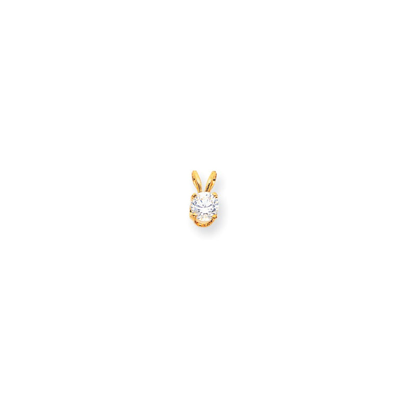 14K Yellow Gold 5.75mm Traditional CZ Pendant