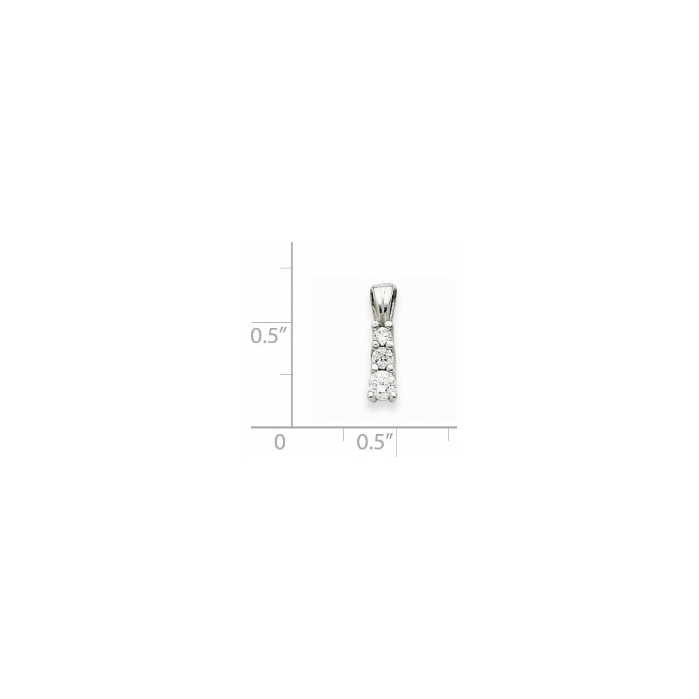 14k White Gold A Real Diamond three stone pendant