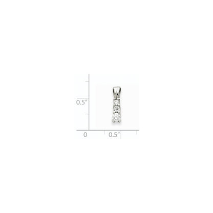 14k White Gold A Real Diamond three stone pendant
