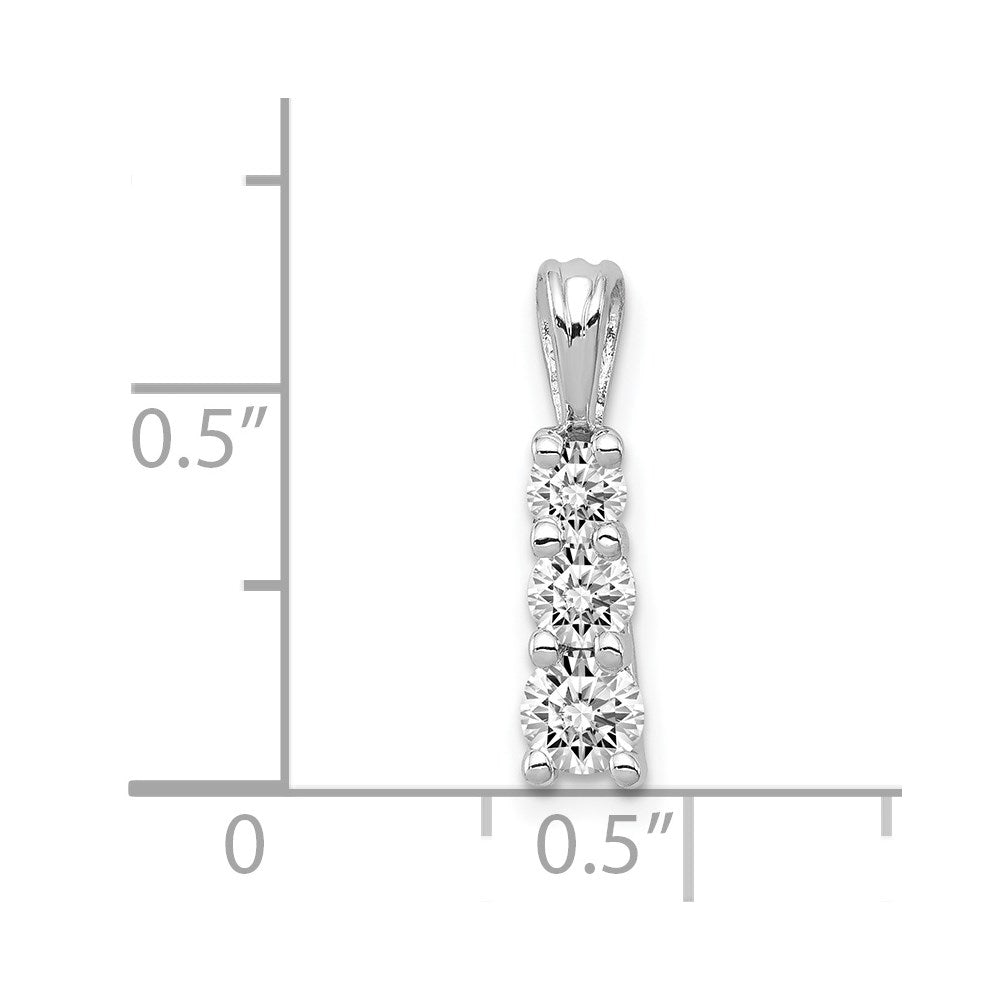 14k White Gold A Diamond Small Three Stone Pendant