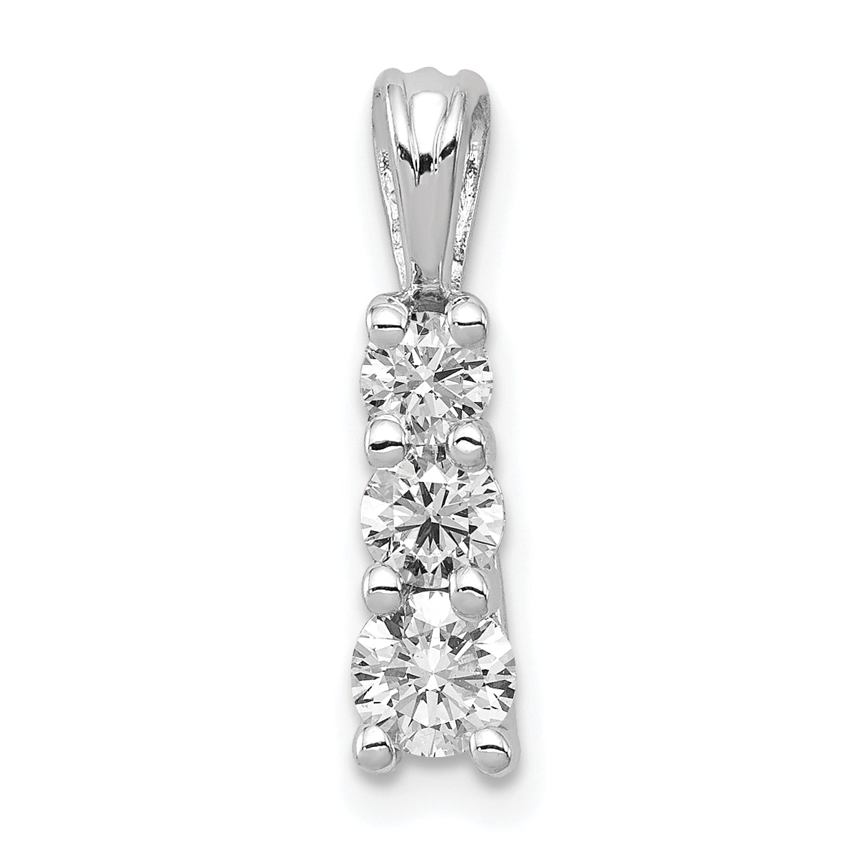 14k White Gold 1/2 Ct. Lab Grown Diamond VS/SI+ G+ Three Stone Pendant