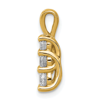 14k Yellow Gold 1/2 Ct. Lab Grown Diamond VS/SI+ G+ Three Stone Pendant