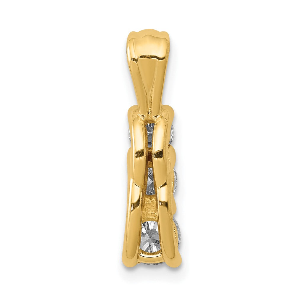 14K Yellow Gold AAA Real Diamond three stone pendant