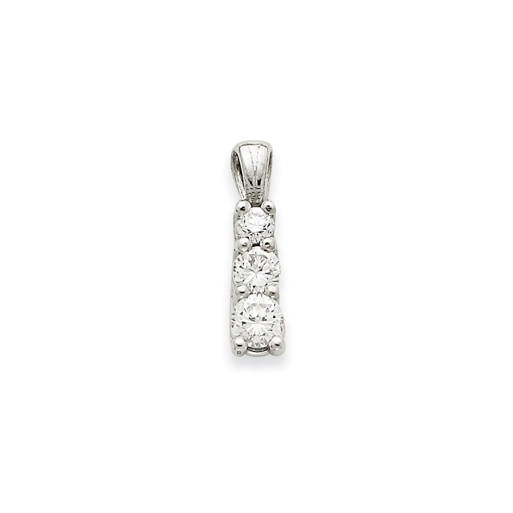 14k White Gold A Real Diamond three stone pendant