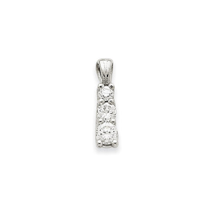 14k White Gold A Real Diamond three stone pendant