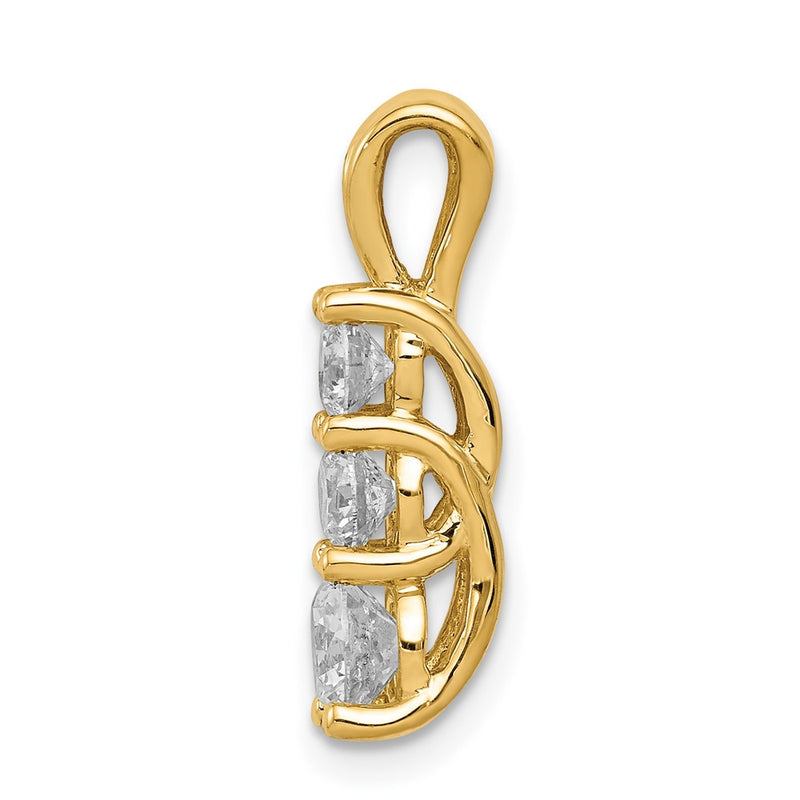 14k AA Diamond Large Three Stone Pendant