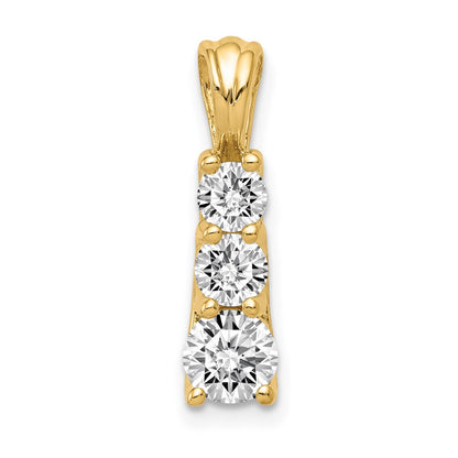 14k AAA Diamond Large Three Stone Pendant