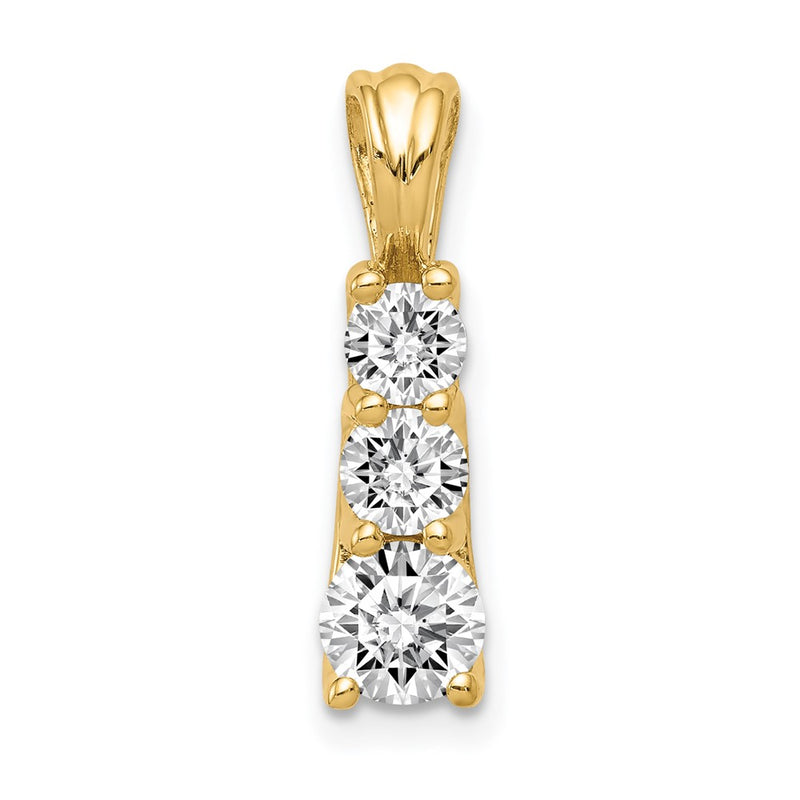 14k AAA Diamond Large Three Stone Pendant