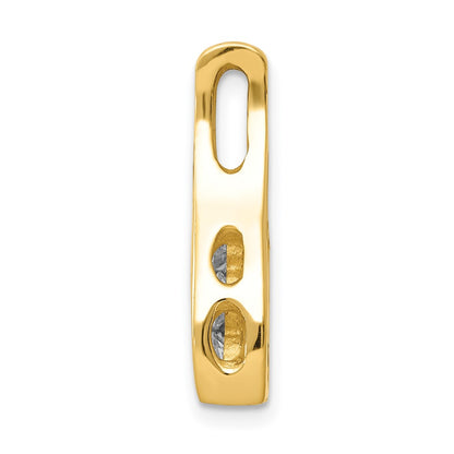 14K Yellow Gold Aa Diamond Small Three Stone Curved Bar Pendant