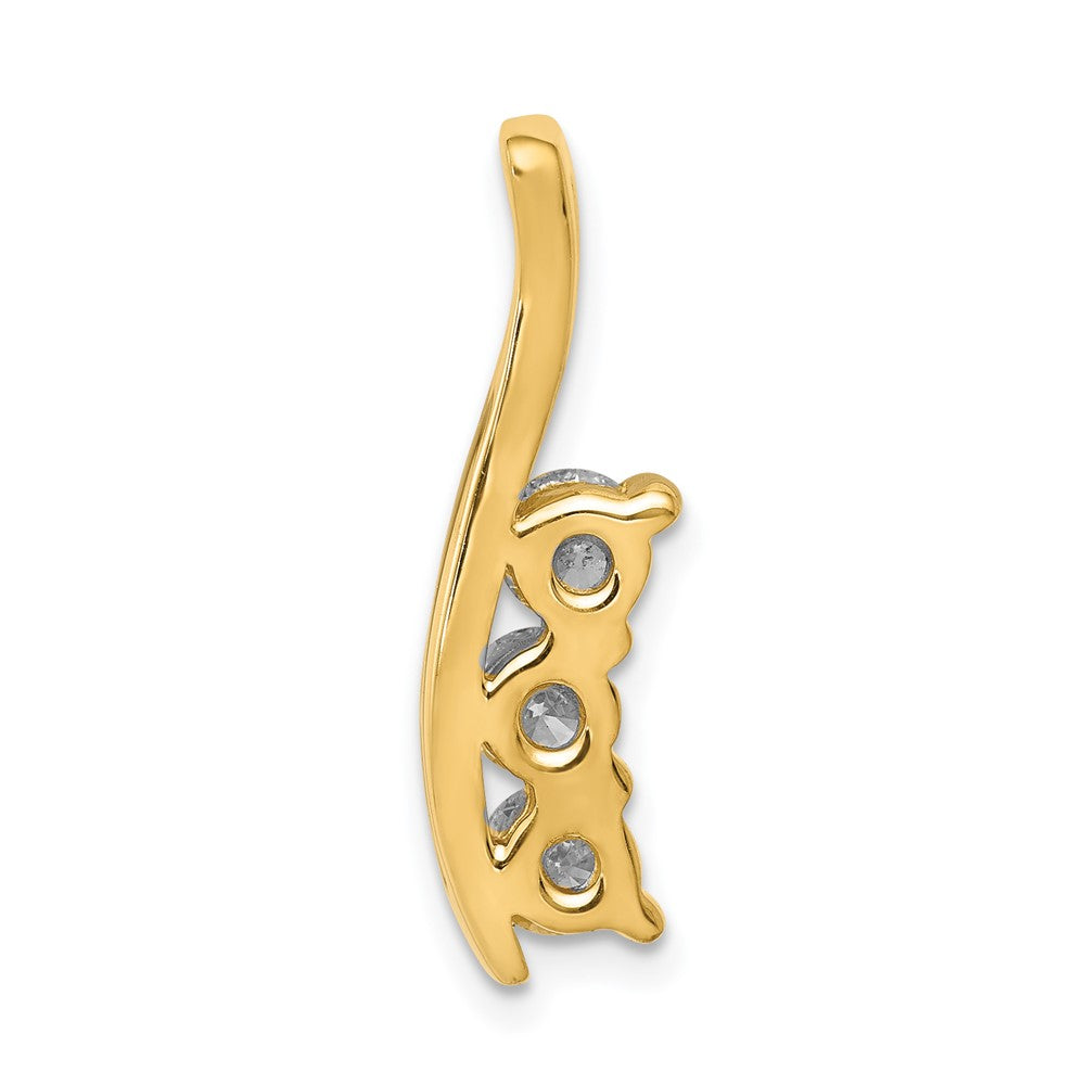 14k AAA Diamond Three Stone Curved Bar Pendant