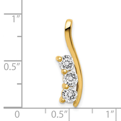 14k AAA Diamond Three Stone Curved Bar Pendant