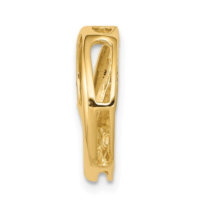 14K Yellow Gold 3.2mm A Diamond Three Stone Circles Chain Slide
