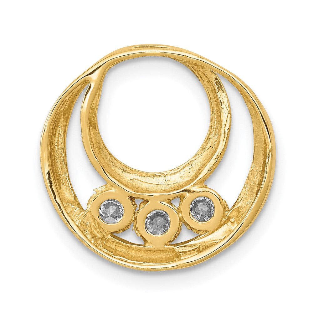 14K Yellow Gold 3.2mm Aaa Diamond Three Stone Circles Chain Slide