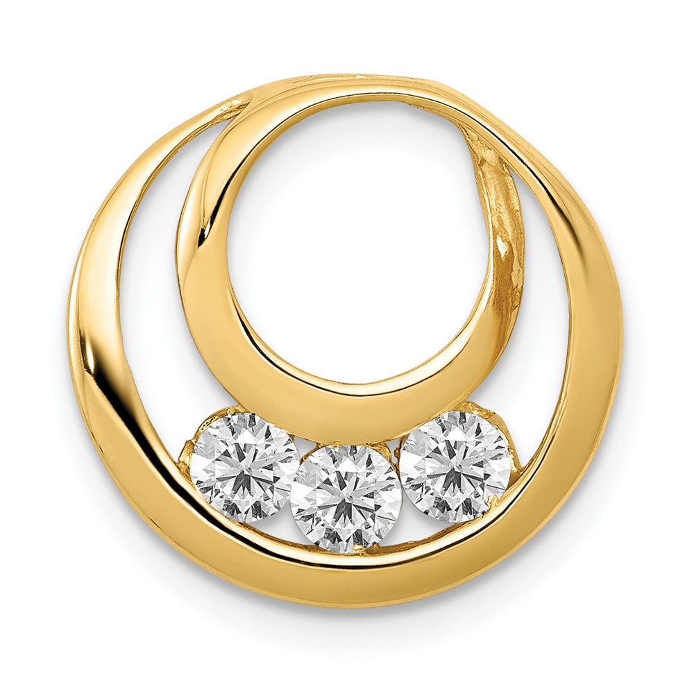 14K Yellow Gold 3.2mm Vs Diamond Three Stone Circles Chain Slide