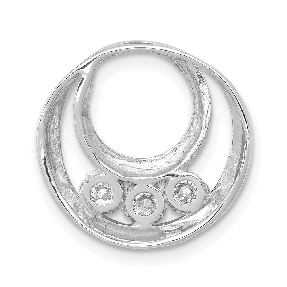 14k White Gold 3.2mm AAA Diamond Three Stone Circles Chain Slide