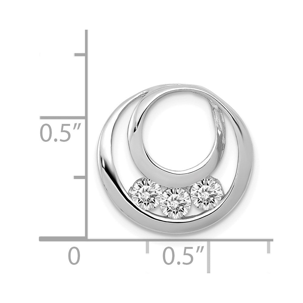 14k White Gold 3.2mm VS Diamond Three Stone Circles Chain Slide