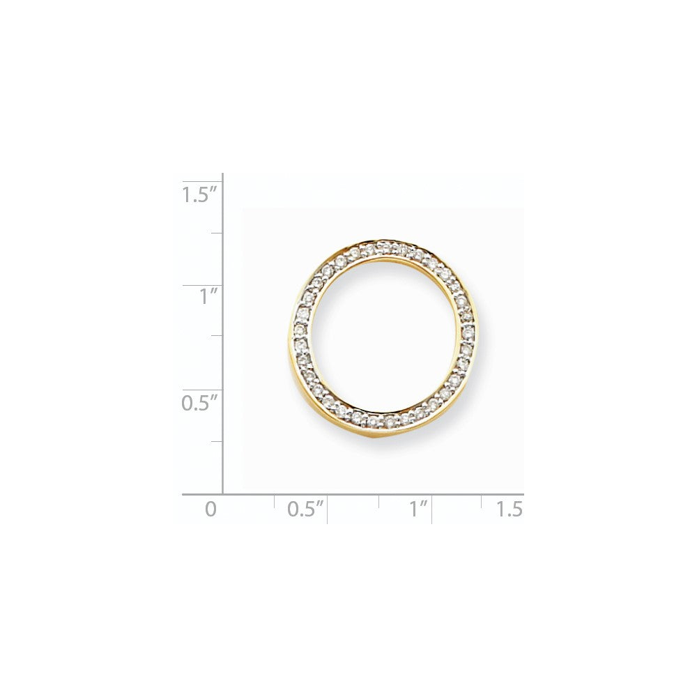 14K Yellow Gold AAA Real Diamond Circle Pendant