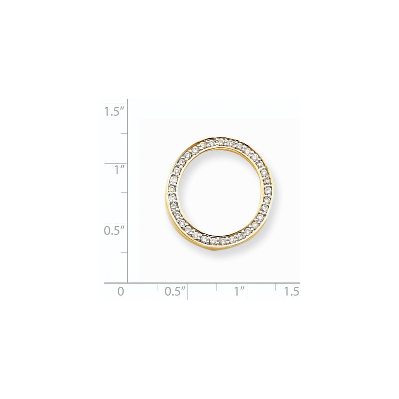 14K Yellow Gold AAA Real Diamond Circle Pendant
