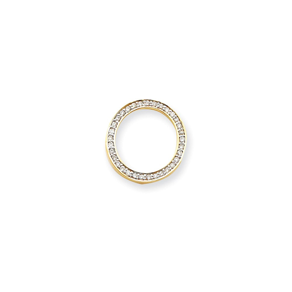 14K Yellow Gold AAA Real Diamond Circle Pendant