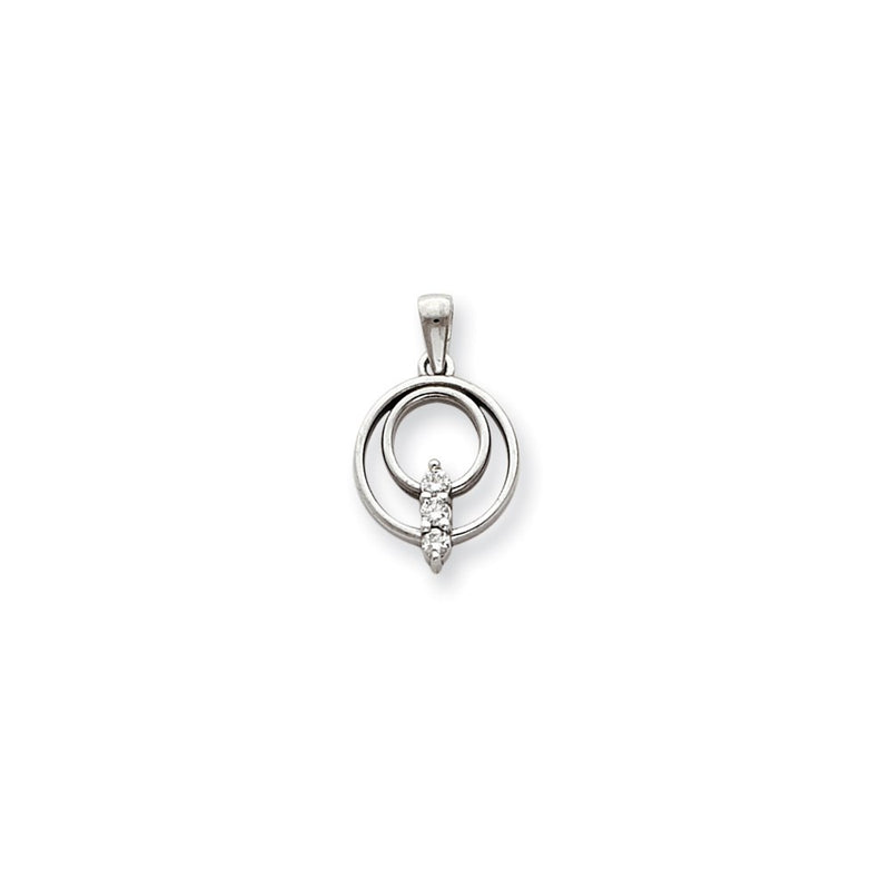 14k White Gold VS Diamond Three Stone Circle Pendant