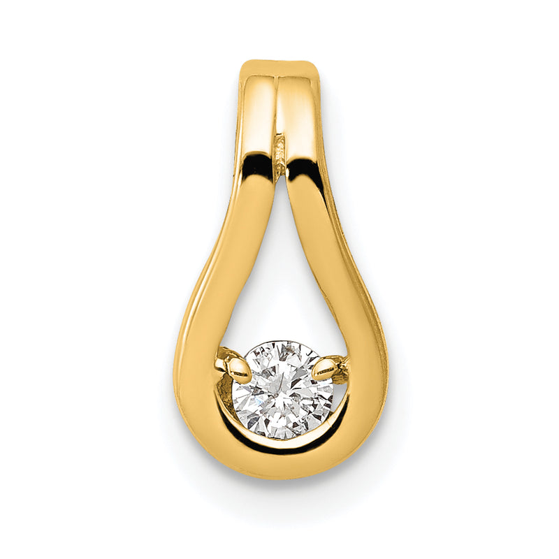 14K Yellow Gold 2.8mm A Diamond Teardrop Shape Slide Pendant