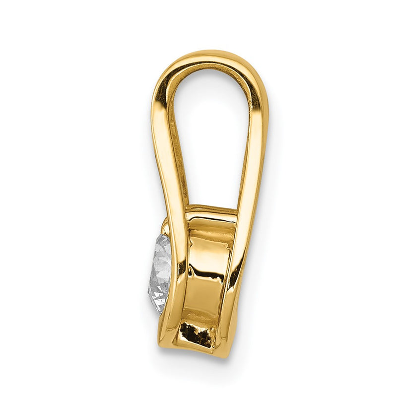 14K Yellow Gold 4.7mm AA Real Diamond Teardrop Shape Slide Pendant
