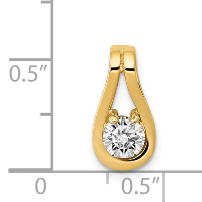 14K Yellow Gold 4.7mm AA Real Diamond Teardrop Shape Slide Pendant