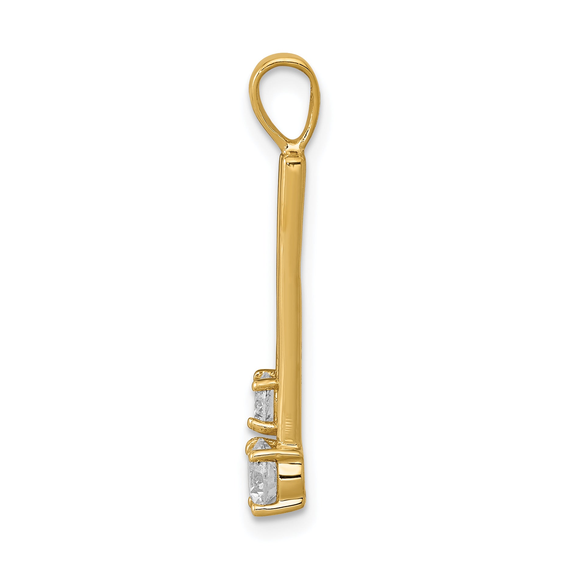 14K Yellow Gold Aa Diamond Two Stone Pendant