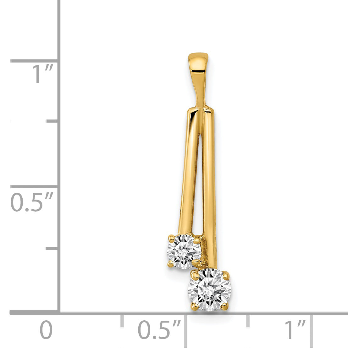 14K Yellow Gold Aa Diamond Two Stone Pendant
