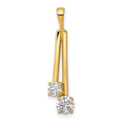 14K Yellow Gold Aa Diamond Two Stone Pendant