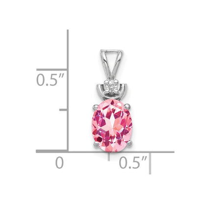 14k White Gold 8x6mm Oval Pink Tourmaline AA Diamond Pendant