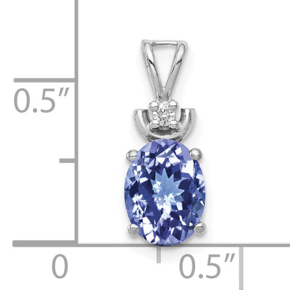 14k White Gold 8x6mm Oval Tanzanite A Diamond Pendant