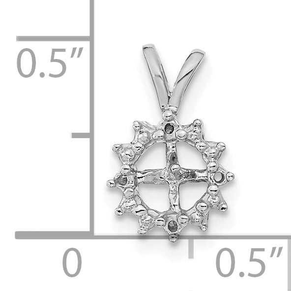 14K White Gold 3.5mm Round Freshwater Cultured Pearl Aa Diamond Pendant