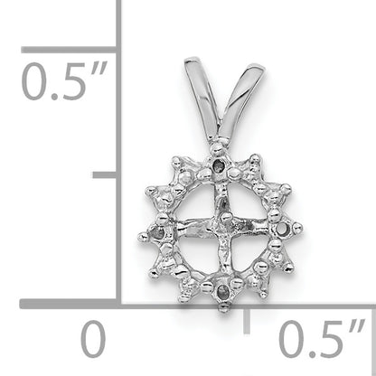14K White Gold 3.5mm Round Freshwater Cultured Pearl Aa Diamond Pendant