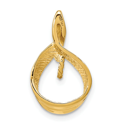 14K Yellow Gold 7mm White Round Freshwater Cultured Pearl A Diamond Pendant