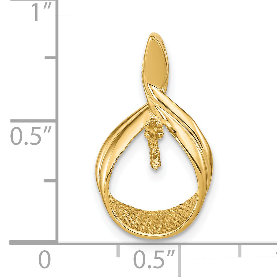 14K Yellow Gold 7mm White Round Freshwater Cultured Pearl A Diamond Pendant