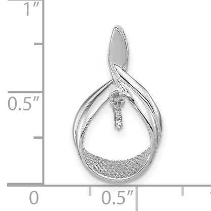 14K White Gold 7mm Round Freshwater Cultured Pearl Aa Diamond Pendant