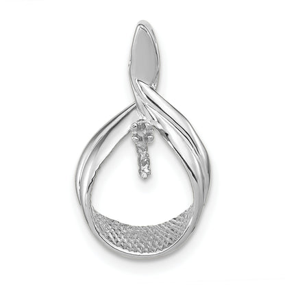 14K White Gold 7mm Round Freshwater Cultured Pearl Aa Diamond Pendant