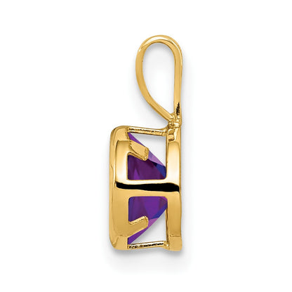 14K Yellow Gold 6mm Amethyst Checker bezel pendant