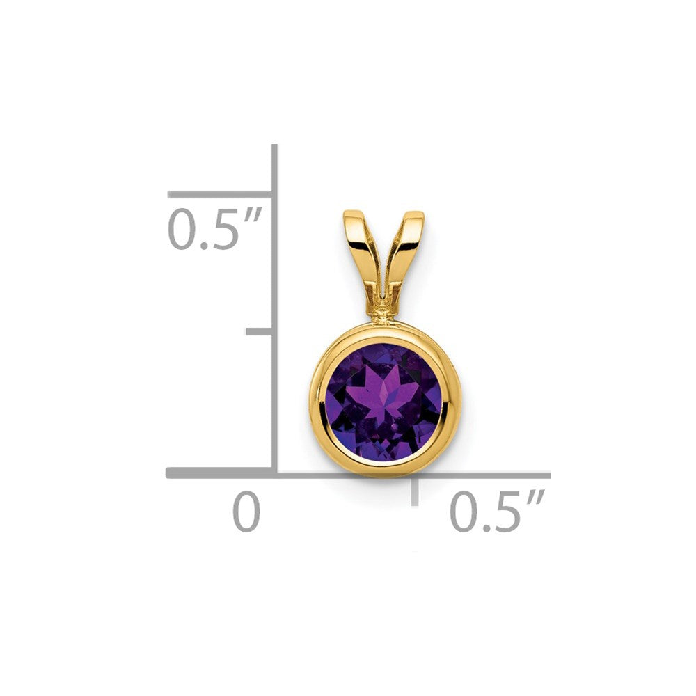 14K Yellow Gold 6mm Amethyst Checker bezel pendant