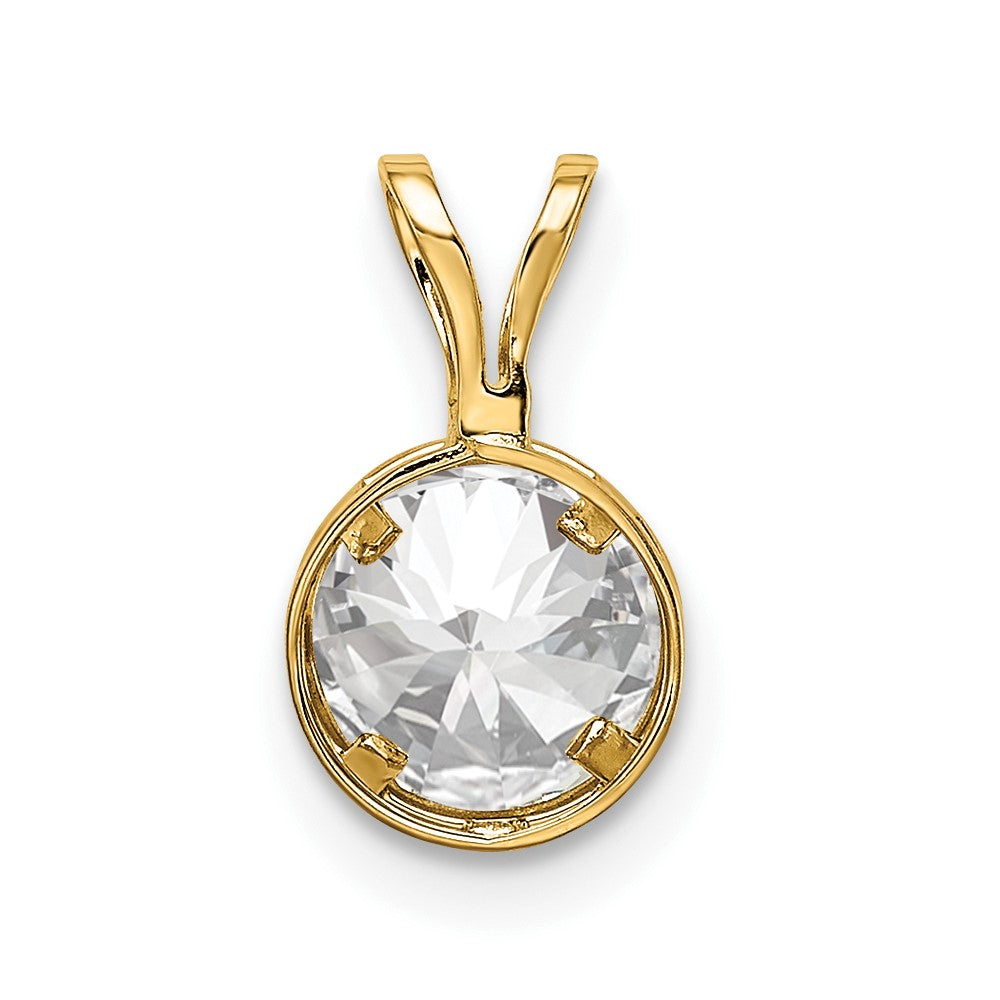 14k Yellow Gold 14k 6mm Cubic Zirconia bezel pendant