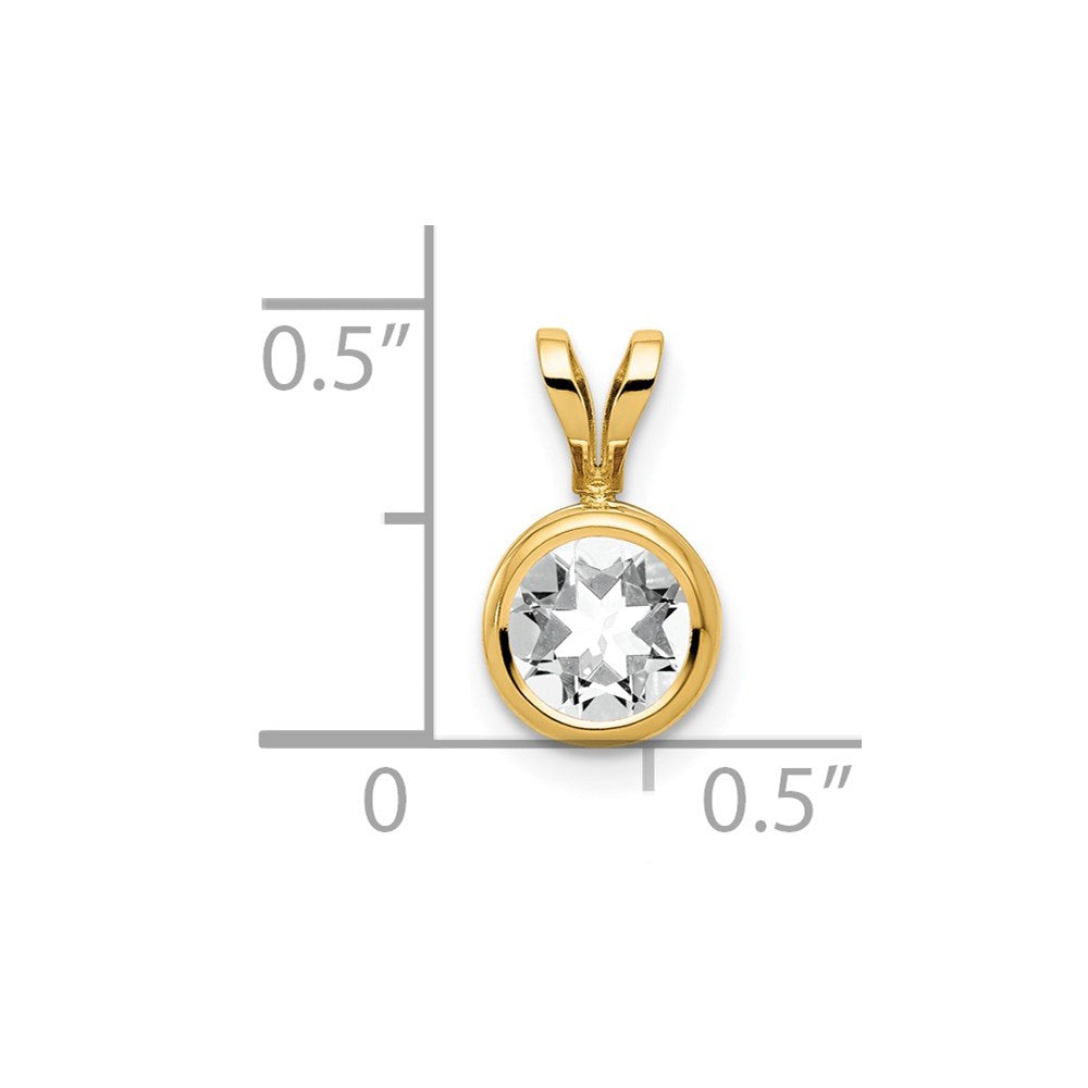 14k Yellow Gold 14k 6mm Cubic Zirconia bezel pendant